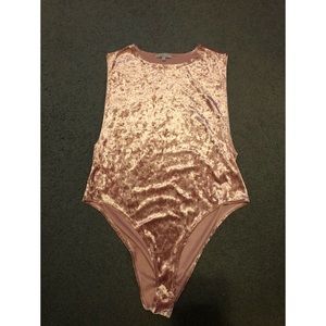 Pink velvet bodysuit